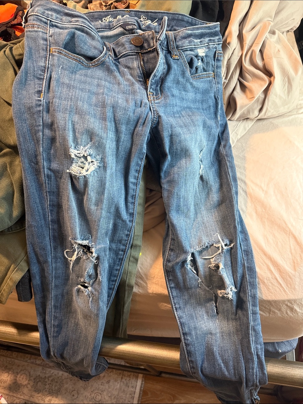 American Eagle Outfitters Distressed Light Blue Boyfriend Jeans